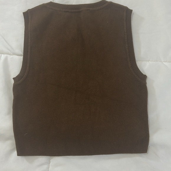 Zara knit crop top size medium chocolate brown sleeveless shirt - Picture 3 of 6